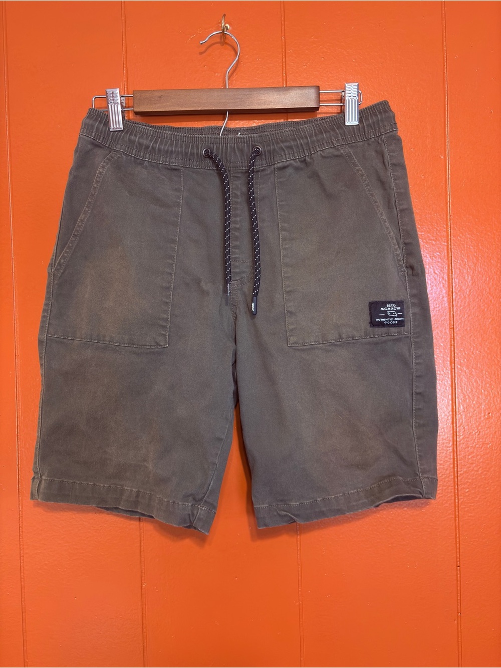 Tony Hawk Olive Drawstring Shorts with Patch Pockets